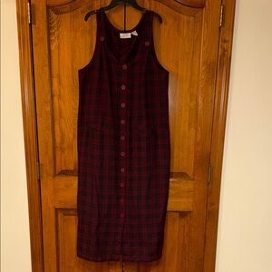 Ashley Cooper Red and Black Plaid Midi Dress